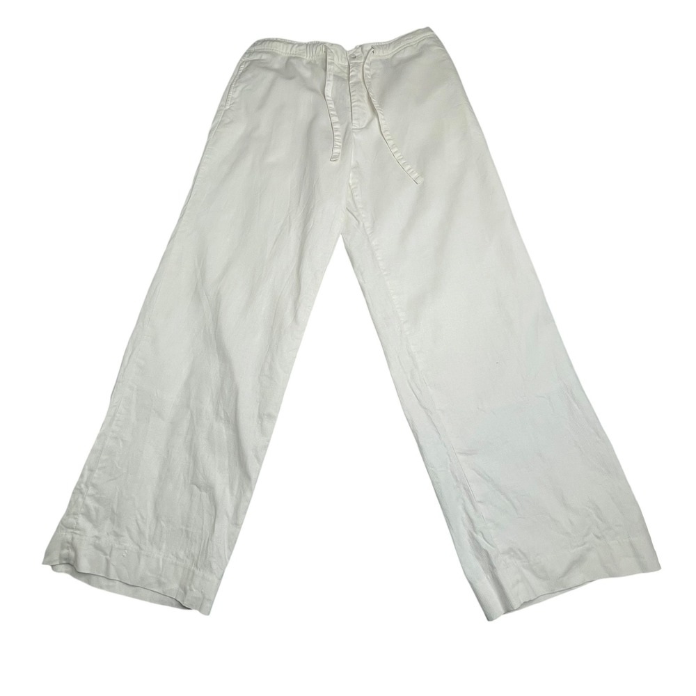 Axcess Liz Claiborne White Linen Blend Wide Leg Drawstring Pants Mens XL